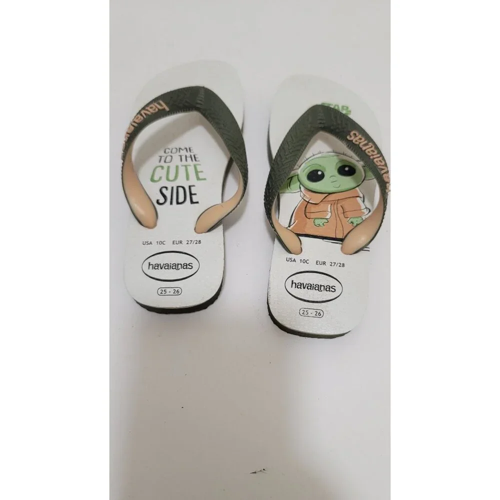 Star‎ Wars Baby Yoda Havaianas Kids Flip Flops Size 10C Green/Beige